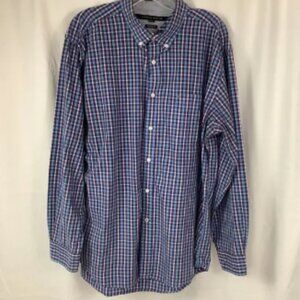 Tommy Hilfiger Men’s XL Plaid Shirt Button Up Down Long Sleeves Blue Classic Fit